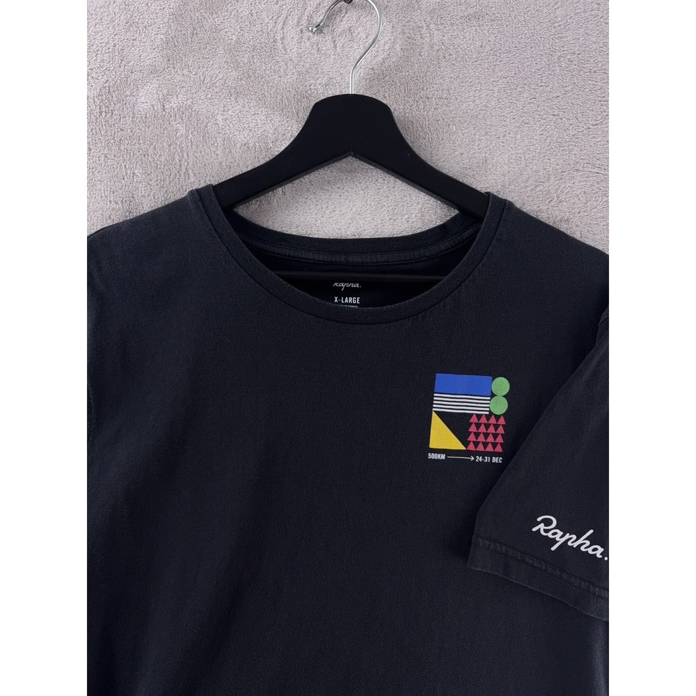 Rapha T Shirt Mens Size XL Black 500km Graphic Print Running Cycling